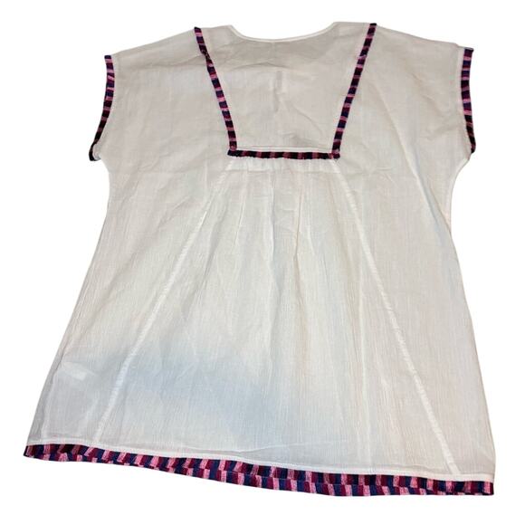 NWT J.Crew White Fringe Beach Tunic Cover-Up Multi Trim Tassel Size M - Picture 4 of 7